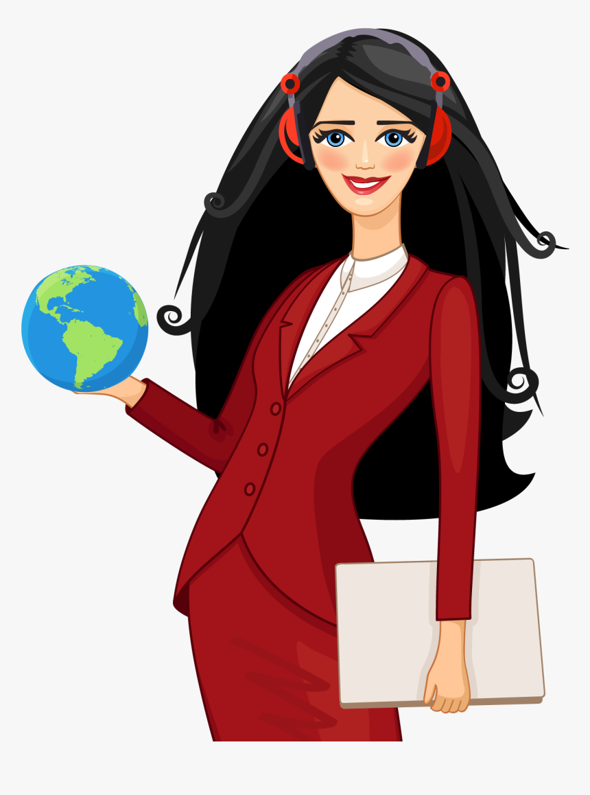 Online Super Teacher - Black Hair Cartoon Girl Teacher, HD Png Download, Free Download