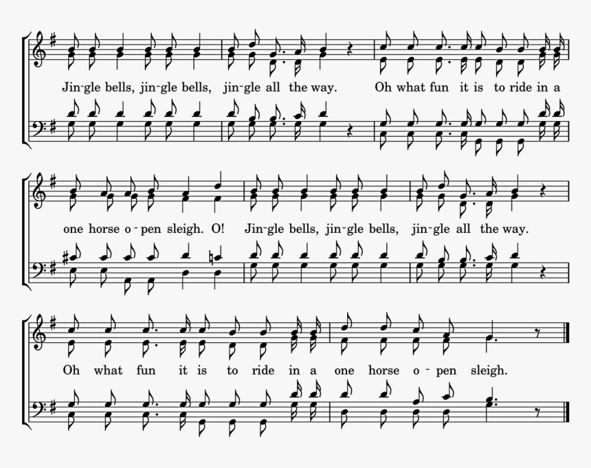 Jingle Bells Song Christmas Carol Free Photo - Rondo Form With Lyrics, HD Png Download, Free Download