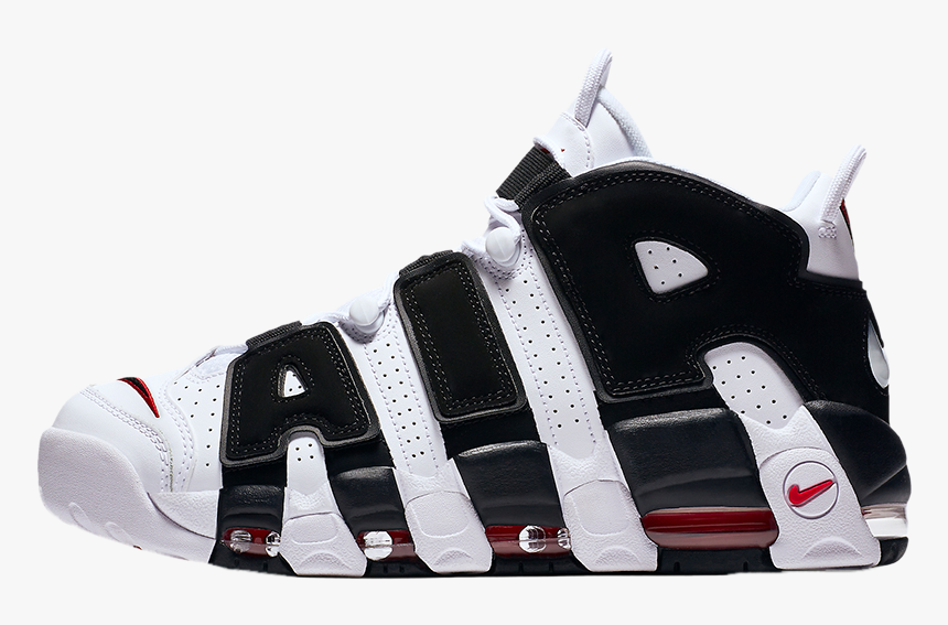 Nike Uptempo White And Black And Red, HD Png Download, Free Download