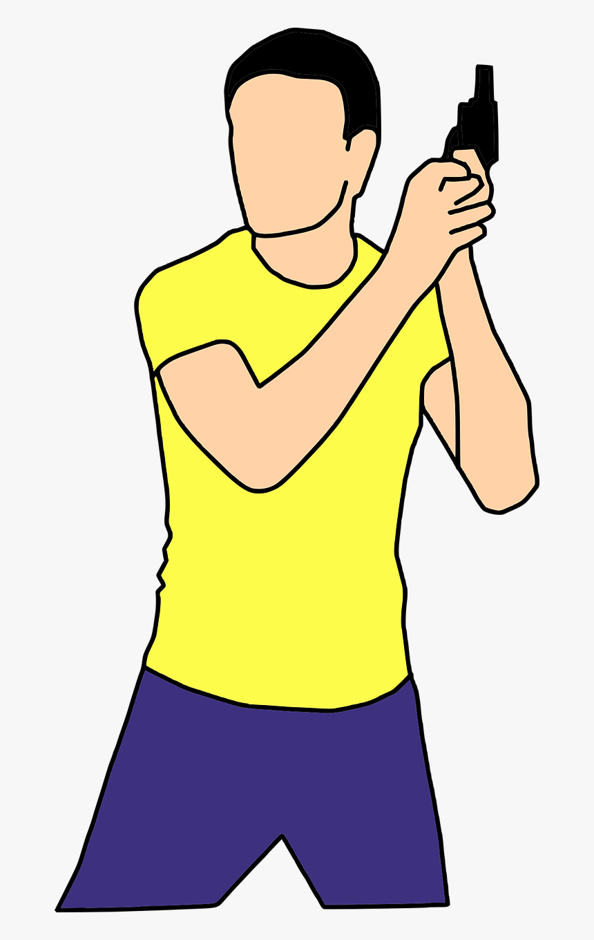 Cartoon Man Holding Gun - Cartoon Man With Gun, HD Png Download, Free Download