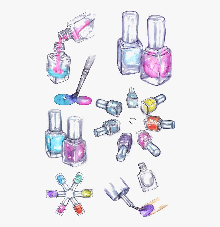 Clip Art Nail Polish Border - Nail Polish Bottle Drawing, HD Png Download, Free Download