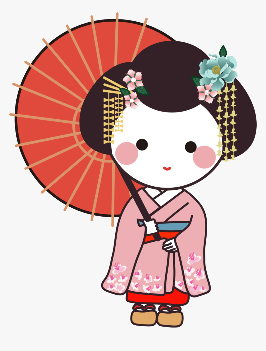 Transparent Geisha Clipart - Japanese Girl Cartoon Png, Png Download, Free Download