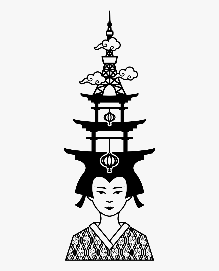 Geisha Coloring Page - Pagoda, HD Png Download, Free Download