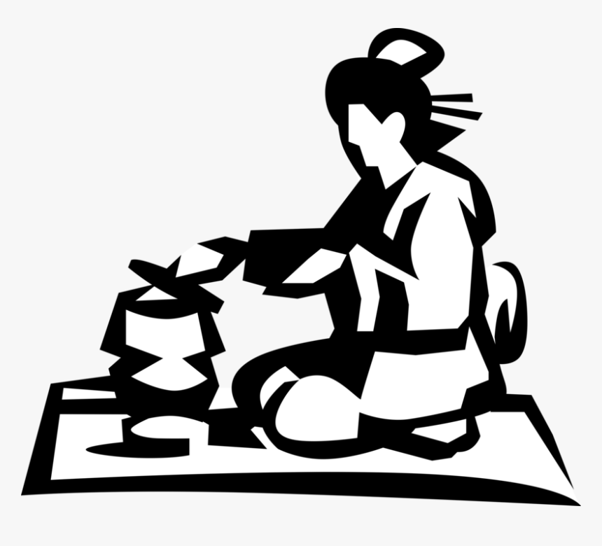 Vector Illustration Of Japanese Courtesan Geisha In - Sitting, HD Png Download, Free Download