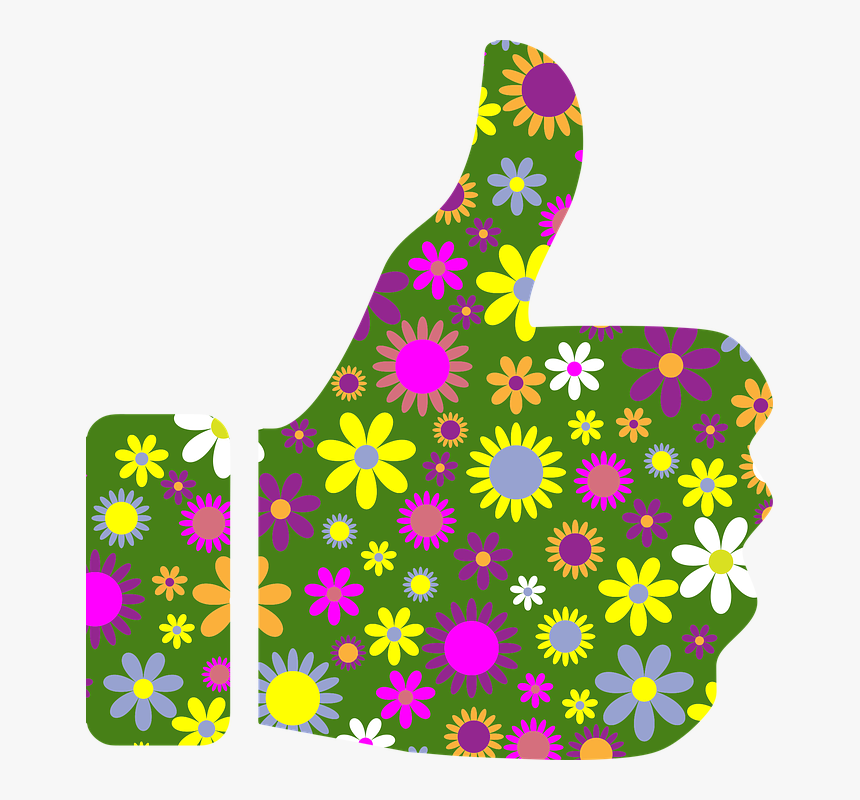 Thumbs Up With Flowers, HD Png Download, Free Download