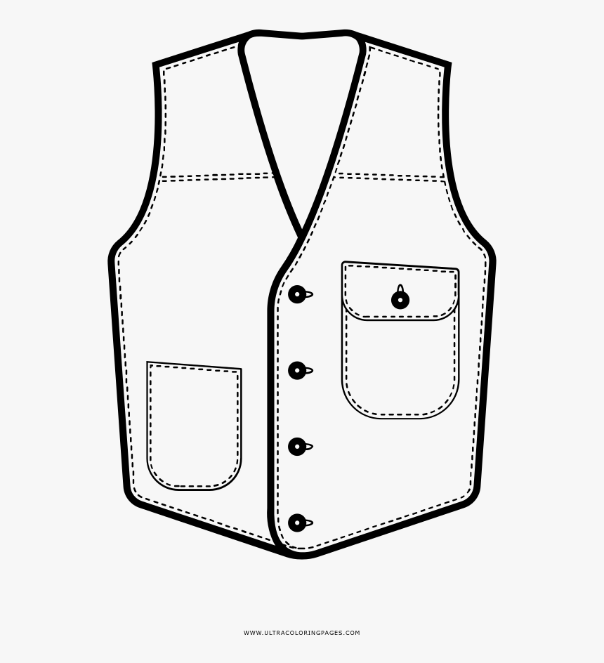 Vest Coloring Page - Coloring Vest Clipart, HD Png Download, Free Download