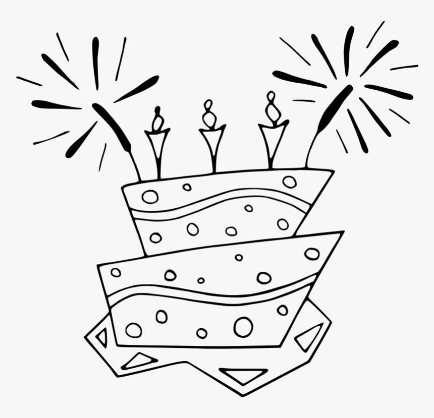 Flat Cake Bw - Birthday Cake Clip Art, HD Png Download, Free Download
