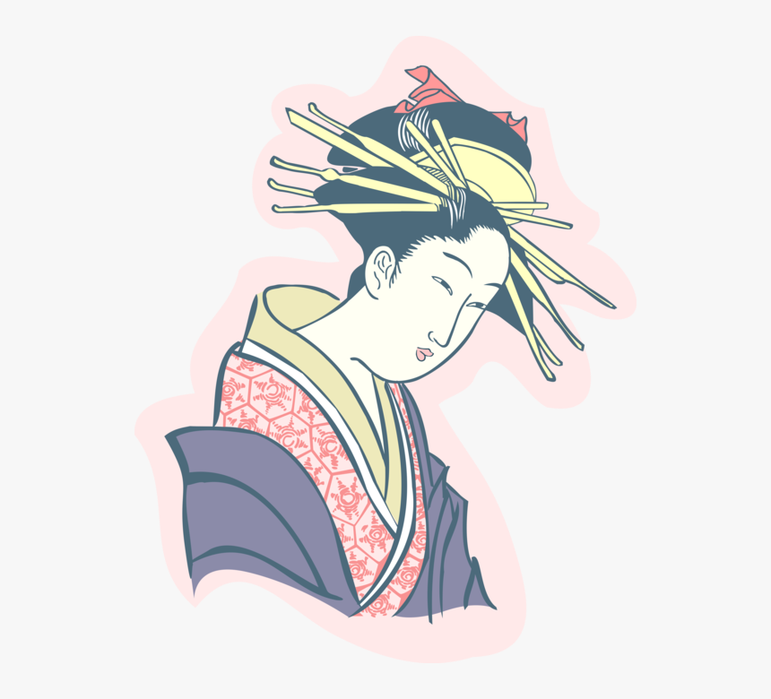 Vector Illustration Of Japanese Courtesan Geisha Hostess - Illustration, HD Png Download, Free Download