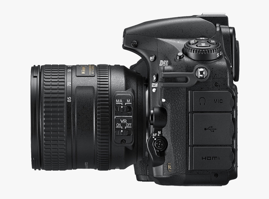 Nikon D810 Camera Side View Transparent Png Image - Dslr Camera Side View Png, Png Download, Free Download