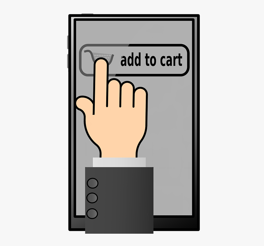 Add To Cart, Buy Button, Tablet, Phone, Pointing, Hand, HD Png Download, Free Download