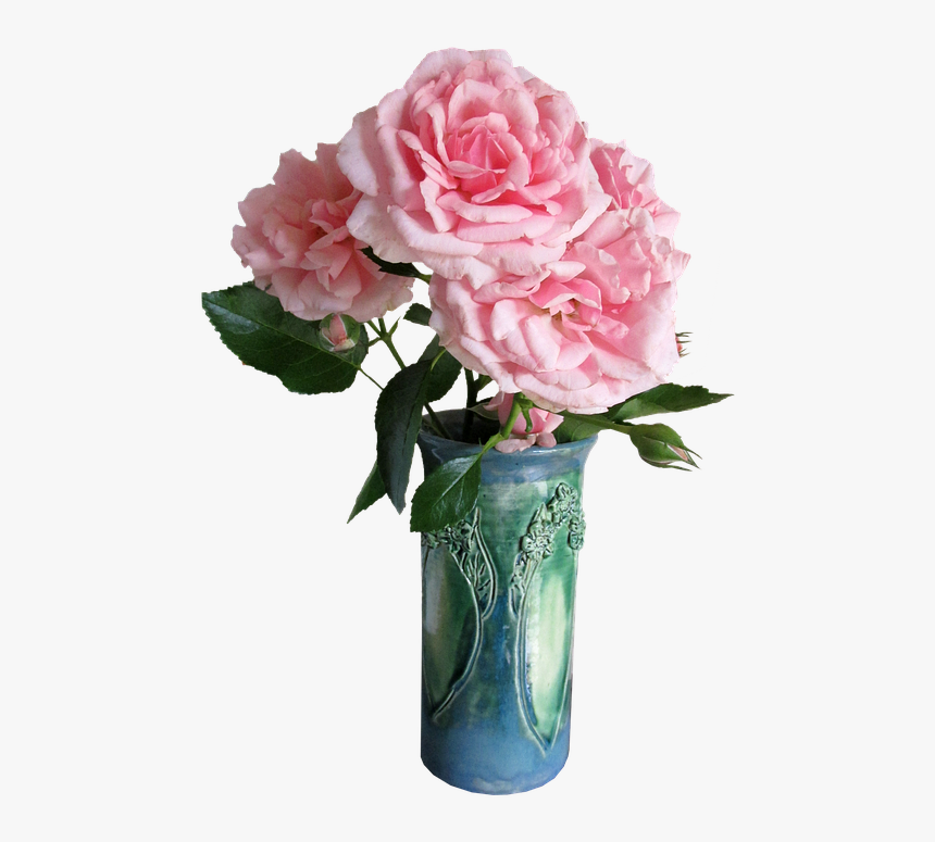 Roses, Pink, Green Vase, Flowers - Jarron De Flores Png, Transparent Png, Free Download