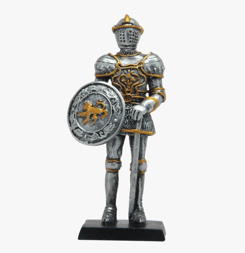 Medieval Knight Swordsman With Shield Statue - Figurine, HD Png Download, Free Download