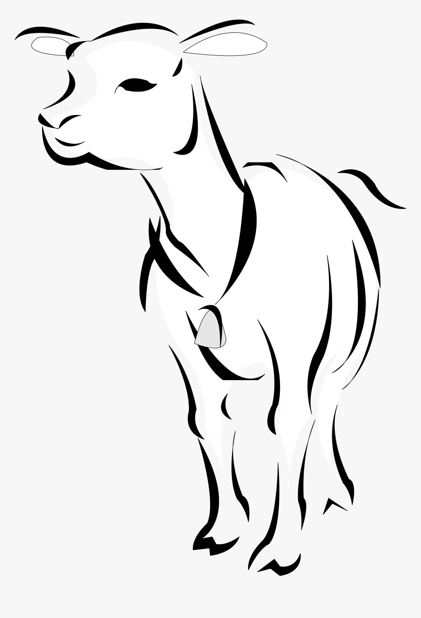 Artfavor Lamb Black White - Sheep With A Bell, HD Png Download, Free Download