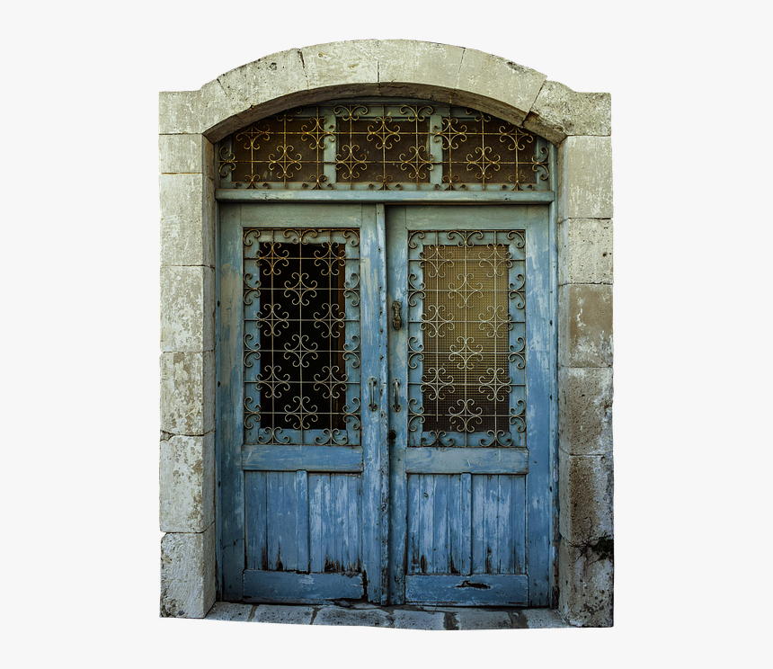 Front Door, Door, Decorated, Blue, Window, Glass - Door, HD Png Download, Free Download