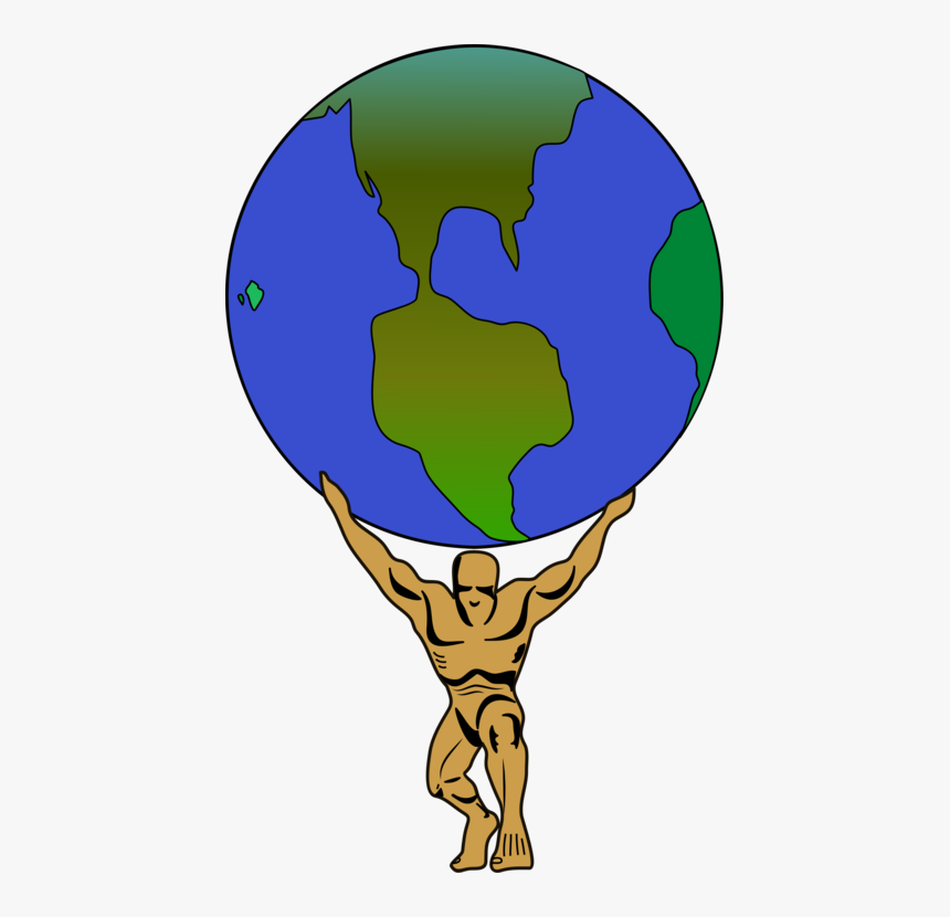 Human Behavior,globe,tree - Cartoon Atlas Holding The World, HD Png Download, Free Download