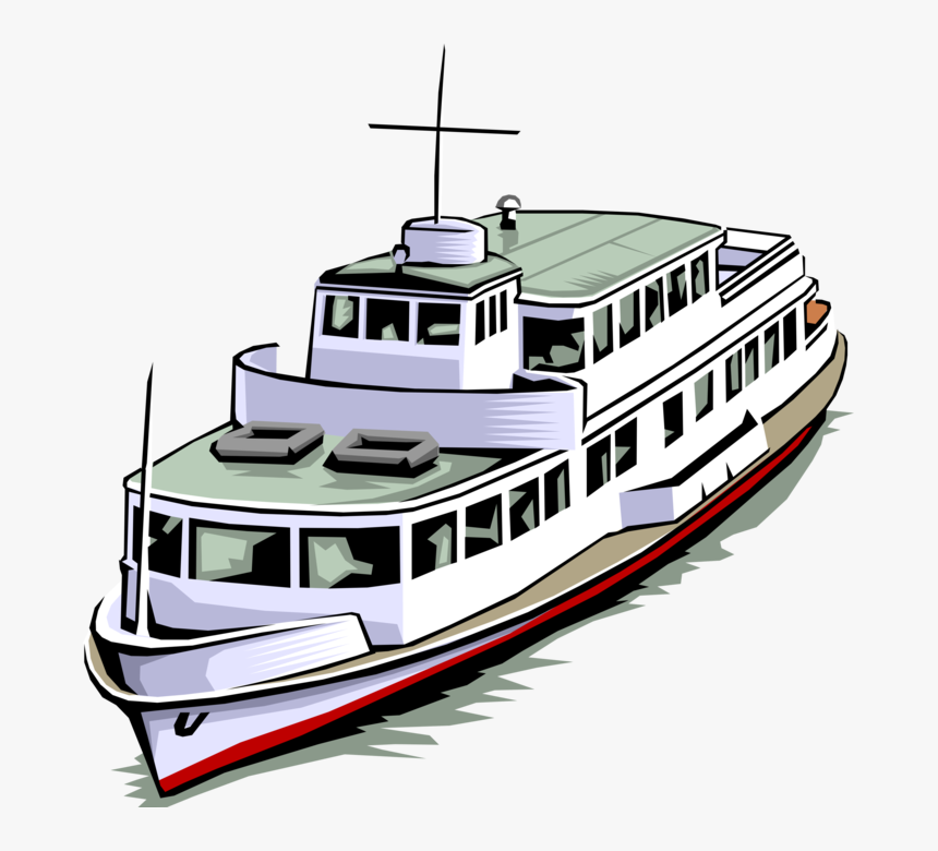 Vector Illustration Of Ferry Or Ferryboat Watercraft - Yacht Clipart, HD Png Download, Free Download