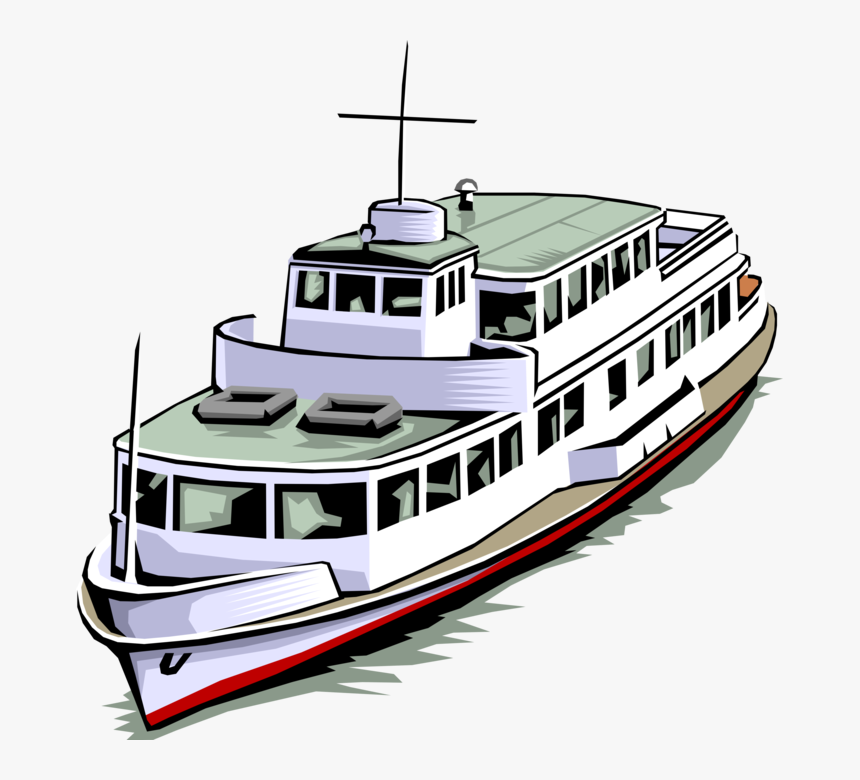 Vector Illustration Of Ferry Or Ferryboat Watercraft Yacht Clipart
