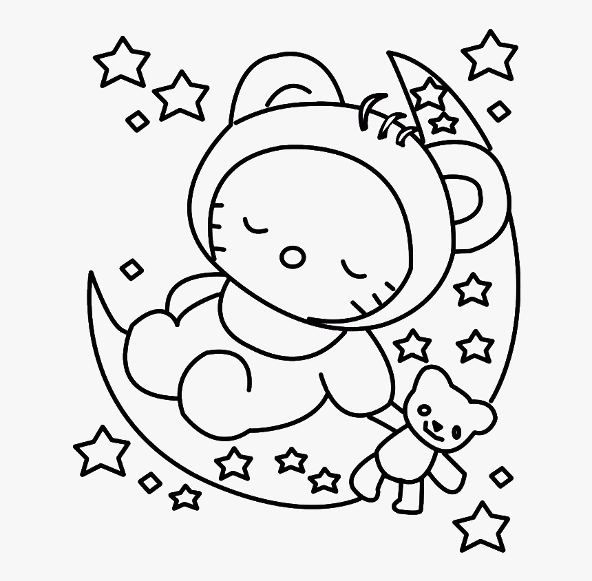 Hello Kitty To Draw - Hello Kitty Line Drawing, HD Png Download, Free Download