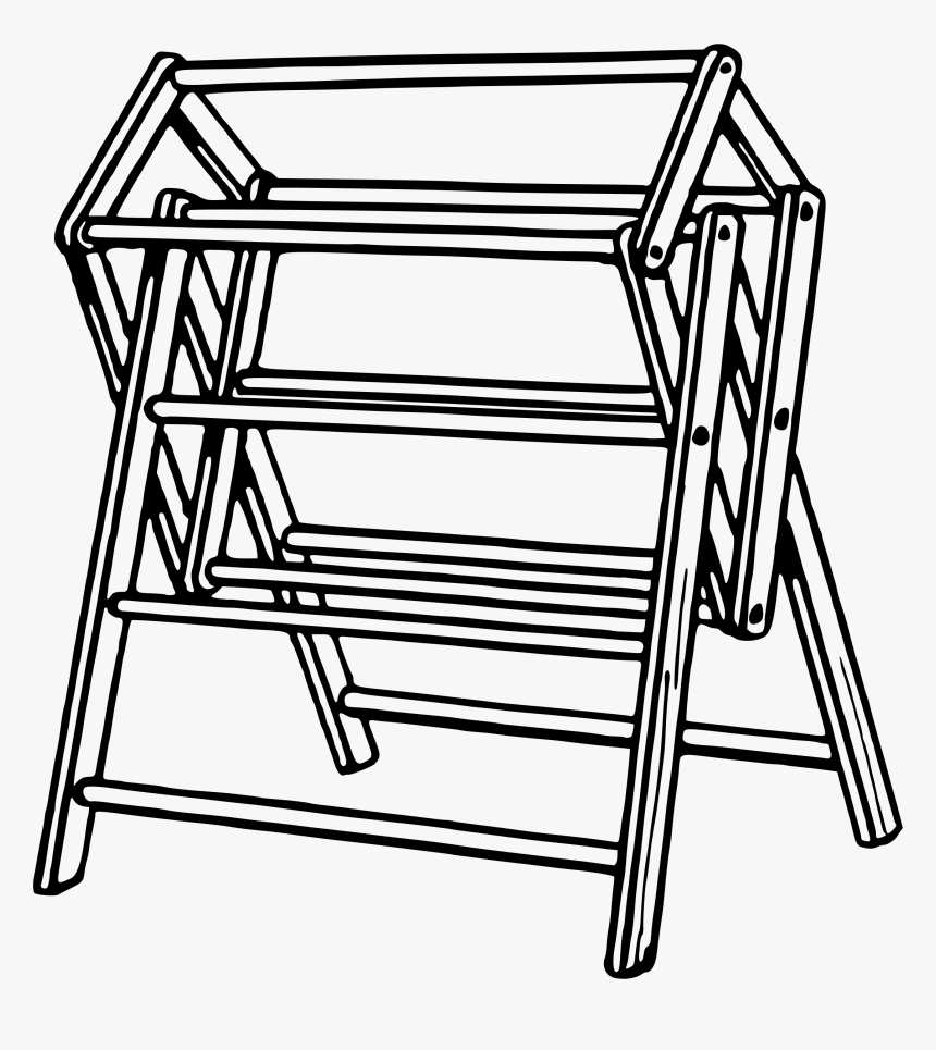 Clothes Airer Clip Arts - Drying Rack Clothes Clipart Black And White, HD Png Download, Free Download