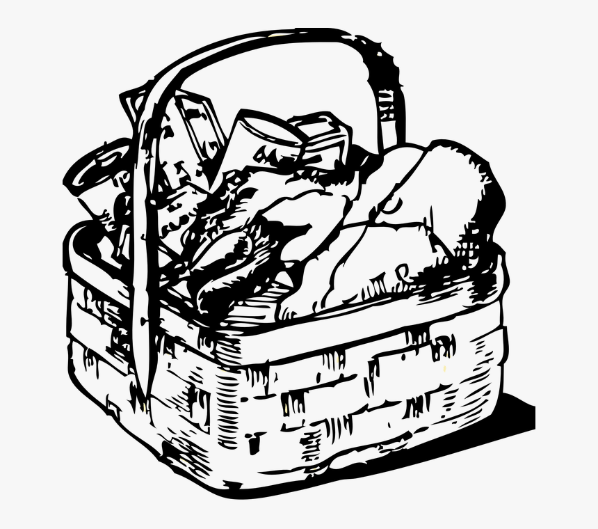 Of A Lineart Clothes - Picnic Basket Drawing Png, Transparent Png, Free Download