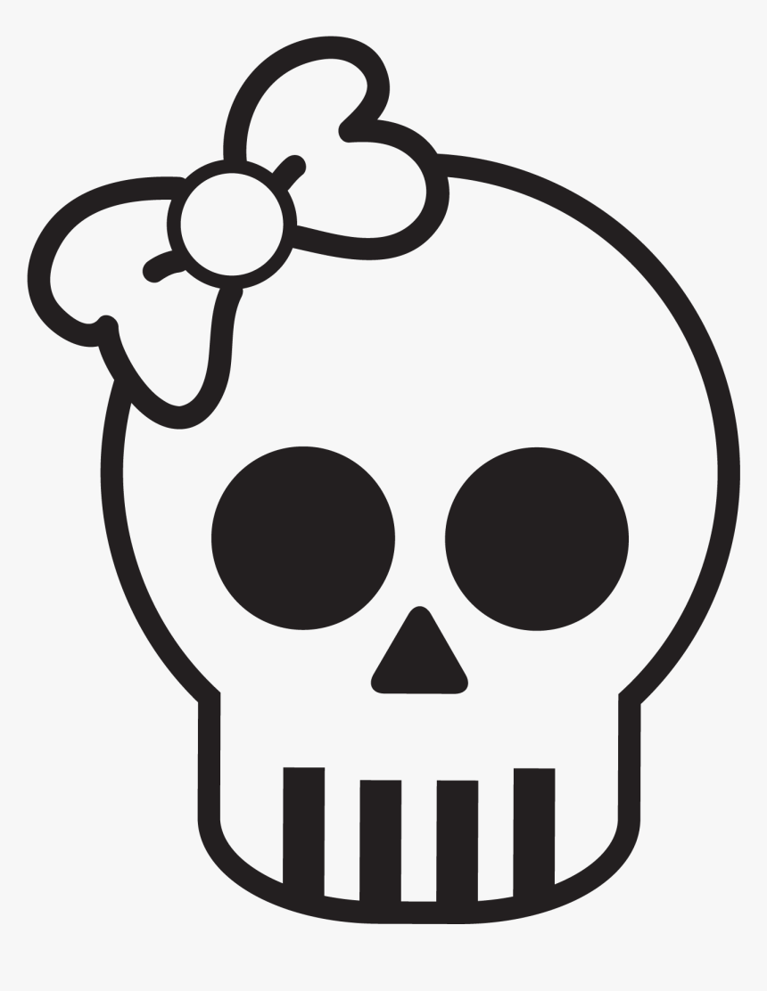 Skull Decal With Bow - Cute Skeleton Head Clipart, HD Png Download, Free Download