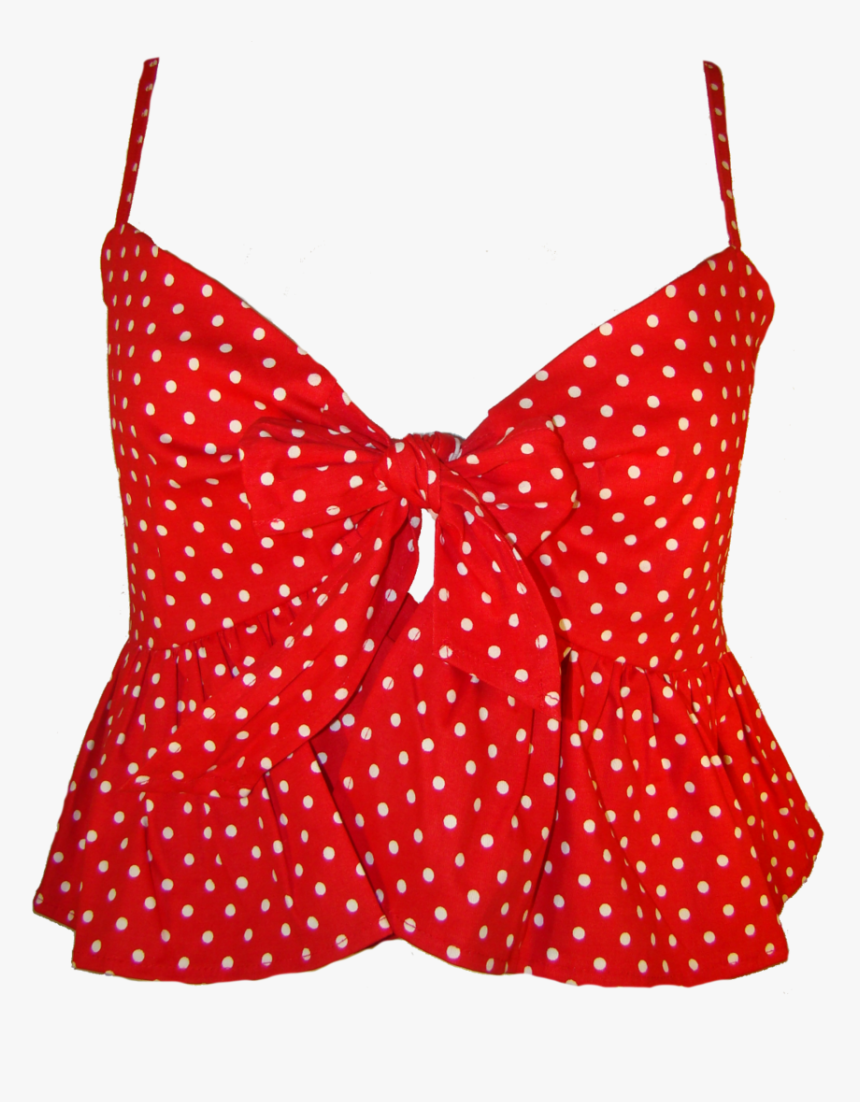 Red Ruffle Tie Top - Black Shirt White Dots Mens, HD Png Download, Free Download