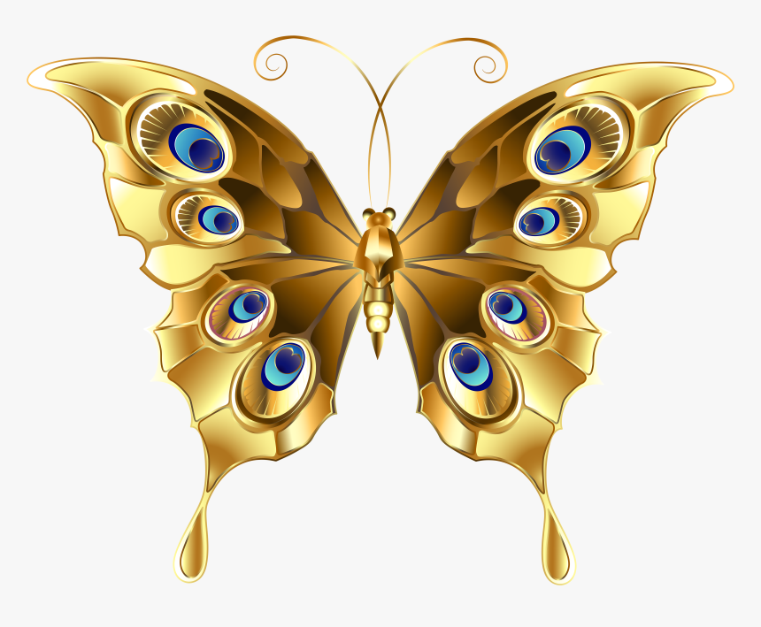 Butterfly Clip Art, Butterfly Flowers, Butterfly Cards, - Gold Butterfly Vector Png, Transparent Png, Free Download