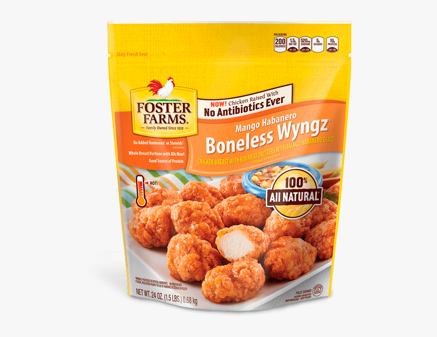 Mango Habanero Boneless Wyngz - Foster Farms Chicken Burgers, HD Png Download, Free Download