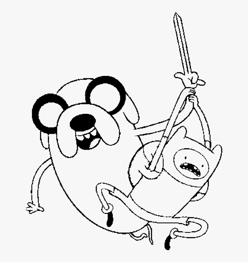 Adventure Time Finn And Jake Attacked Coloring Pages - Adventure Time Finn Drawing, HD Png Download, Free Download