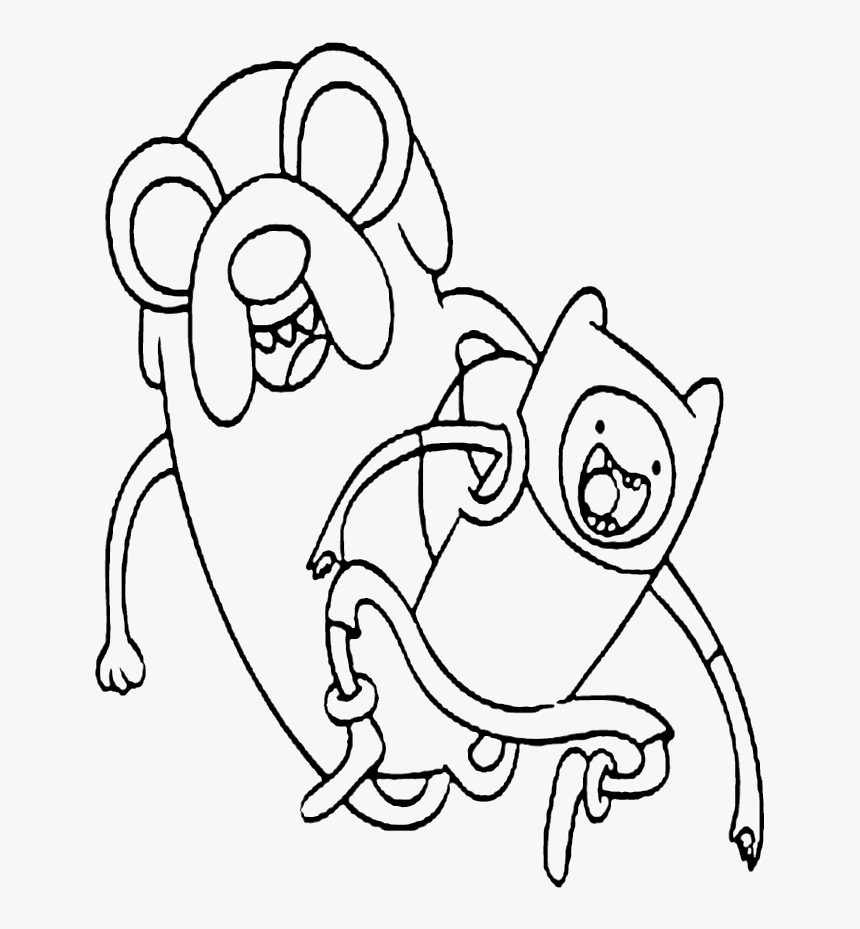 Adventure Time Jake And Finn Happy Coloring Pages - Transparent Outline Adventure Time, HD Png Download, Free Download