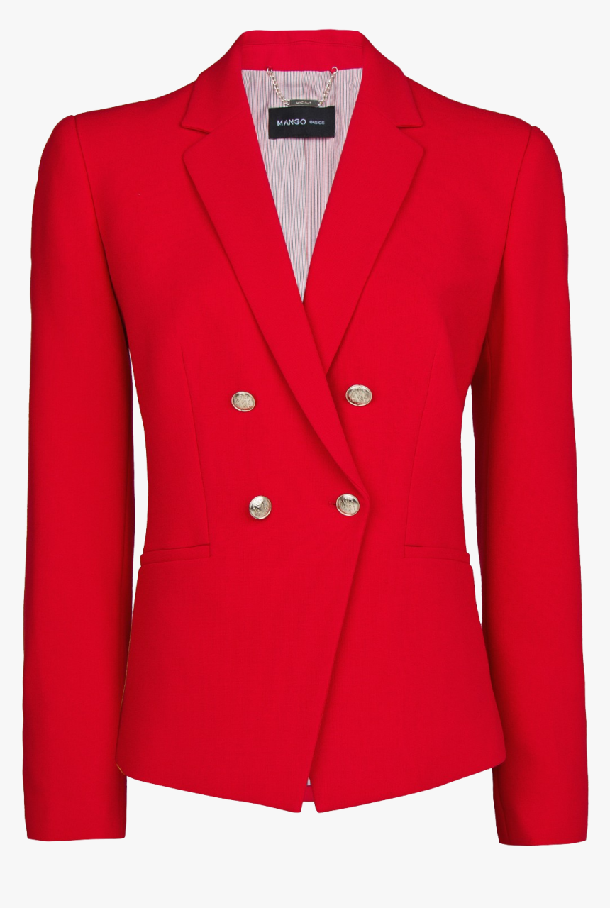Women Double Breasted Blazer Png Free Image Download - Women's Red ...