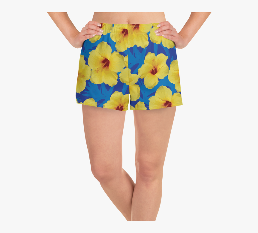 Yellow Hawaii Flowers Short Textile Print Design Illustration - Shorts, HD Png Download, Free Download