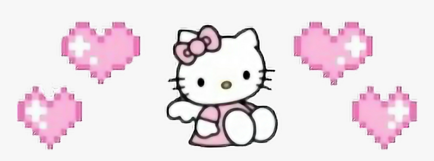 #hellokitty #sanrio #angel #kawaii #hk #pink #angelcore - 8 Bit Hearts Png, Transparent Png, Free Download