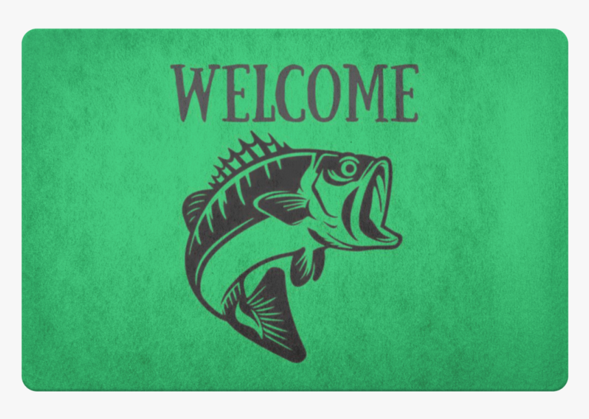 Largemout Bass Welcome Door Mat Green - Black And White Bass Fish, HD Png Download, Free Download