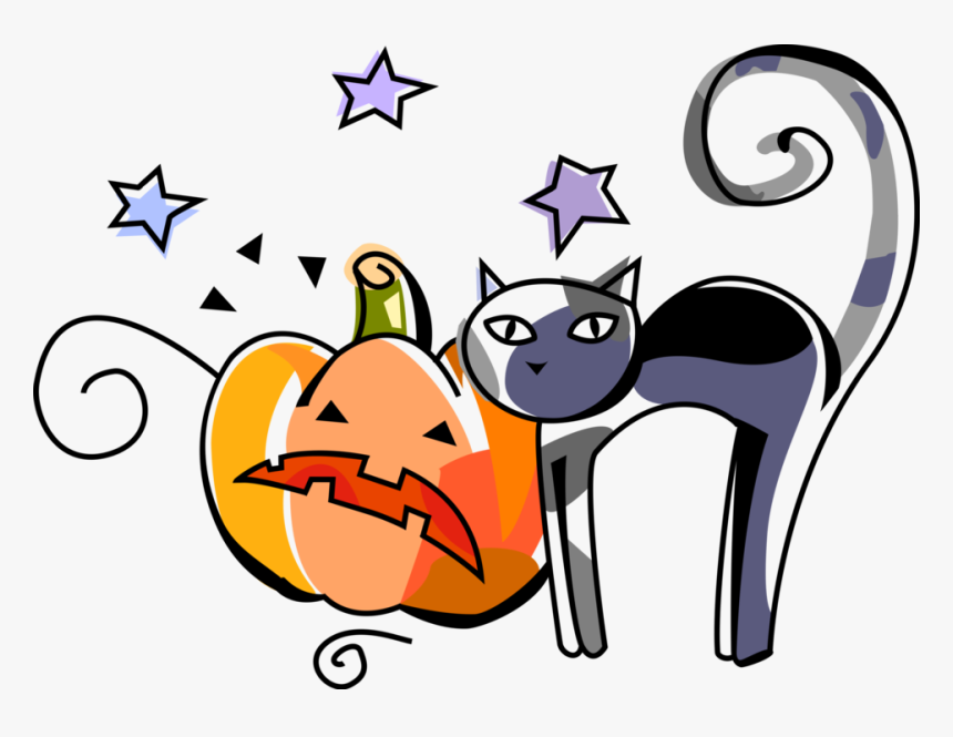 Vector Illustration Of Halloween Black Cat Associated - Monografia De Halloween, HD Png Download, Free Download