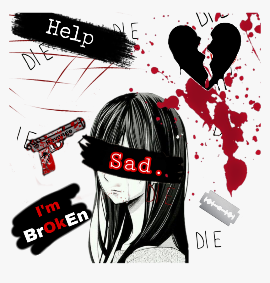 #die #depression #death #suicidegirl #broken #cut #blood - Death Suicide Girl Sad, HD Png Download, Free Download