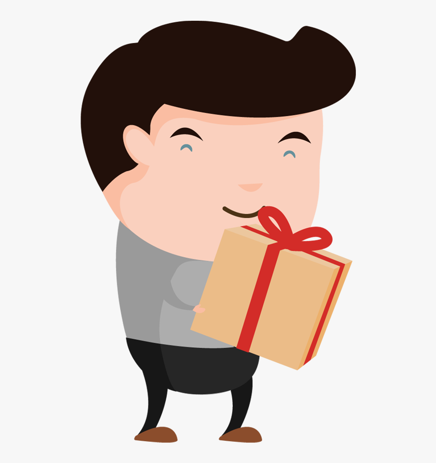 Transparent Guy Pointing Clipart - Man Holding Gift Clipart, HD Png Download, Free Download