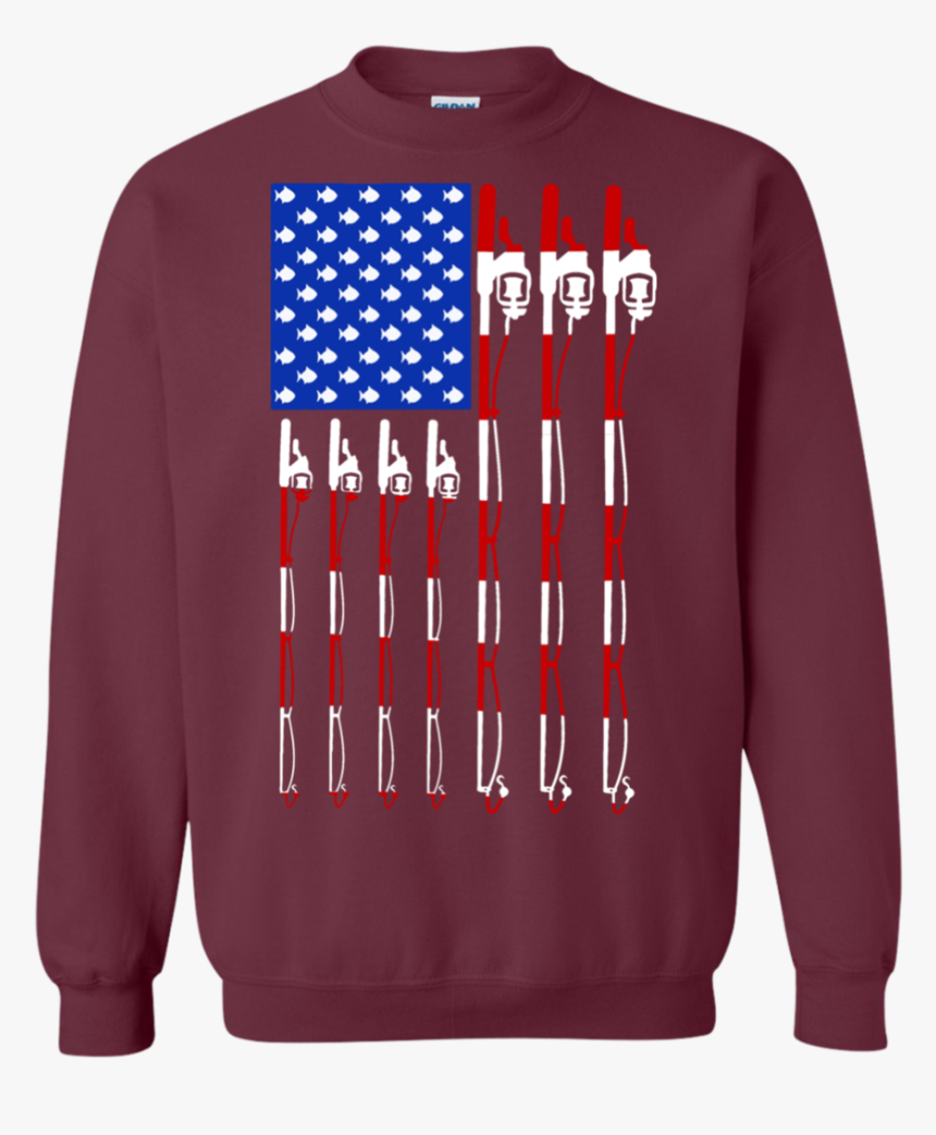 Patriotic Fishing American Usa Flag Fishing Pole Ls/sweatshirt/hoodie - Dave Matthews Christmas Sweater, HD Png Download, Free Download