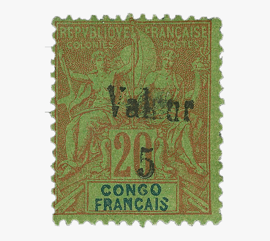 French Congo 5c On 20c Red On Green, 1900 Stamp - Postage Stamp, HD Png Download, Free Download