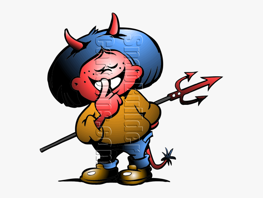 Devil Boy With Horns And Fork - Dessin Diable, HD Png Download, Free Download