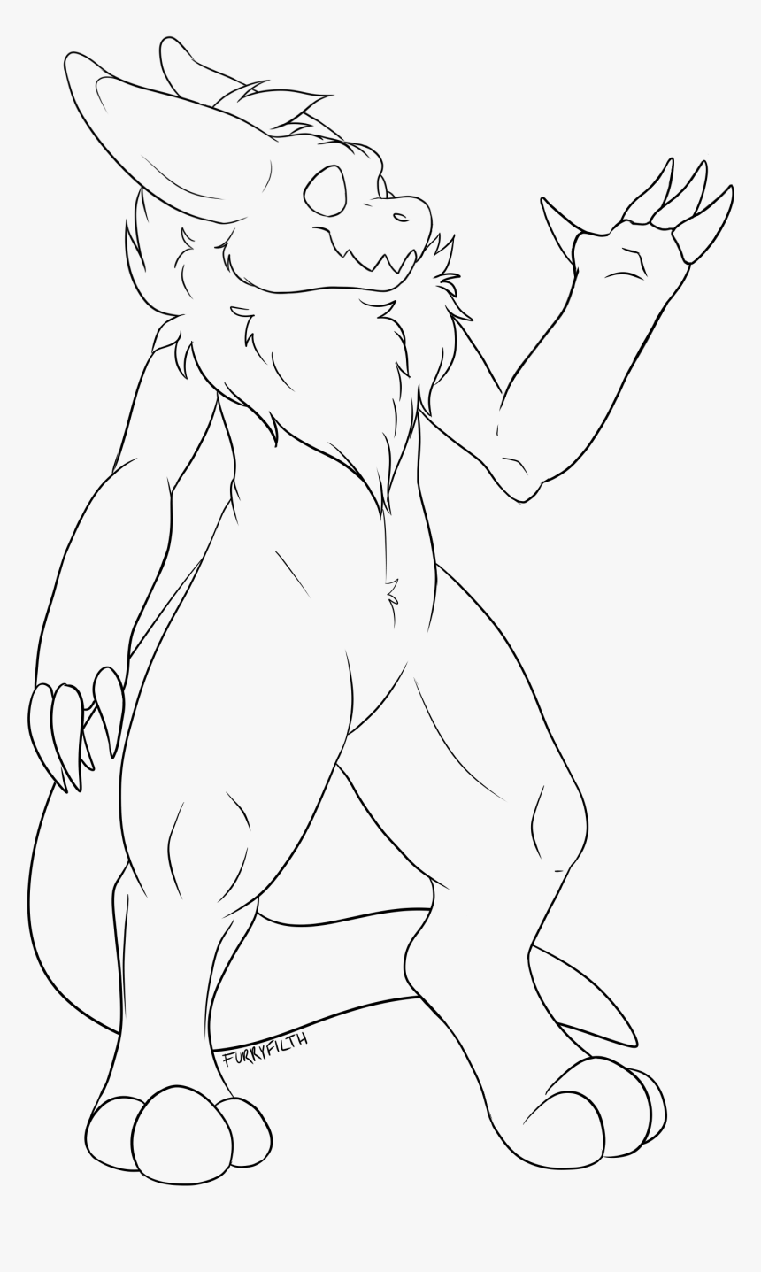 Drawn Furry Base - Line Art, HD Png Download, Free Download