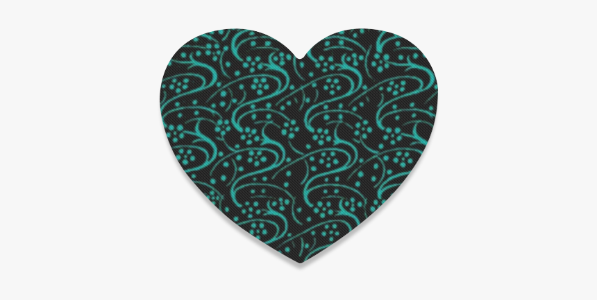 Vintage Swirl Floral Teal Turquoise Black Heart Coaster - Heart, HD Png Download, Free Download