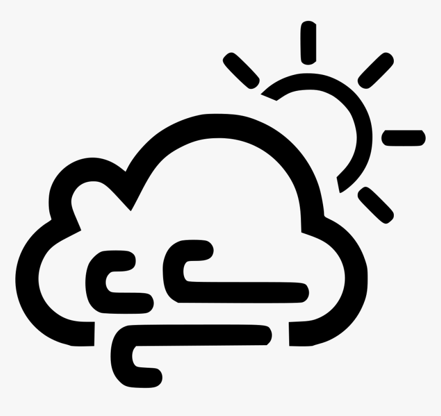 Cloud Wind Windy Sun Sunny Svg Png Icon Free Download - Wind And Rain Icon Night, Transparent Png, Free Download