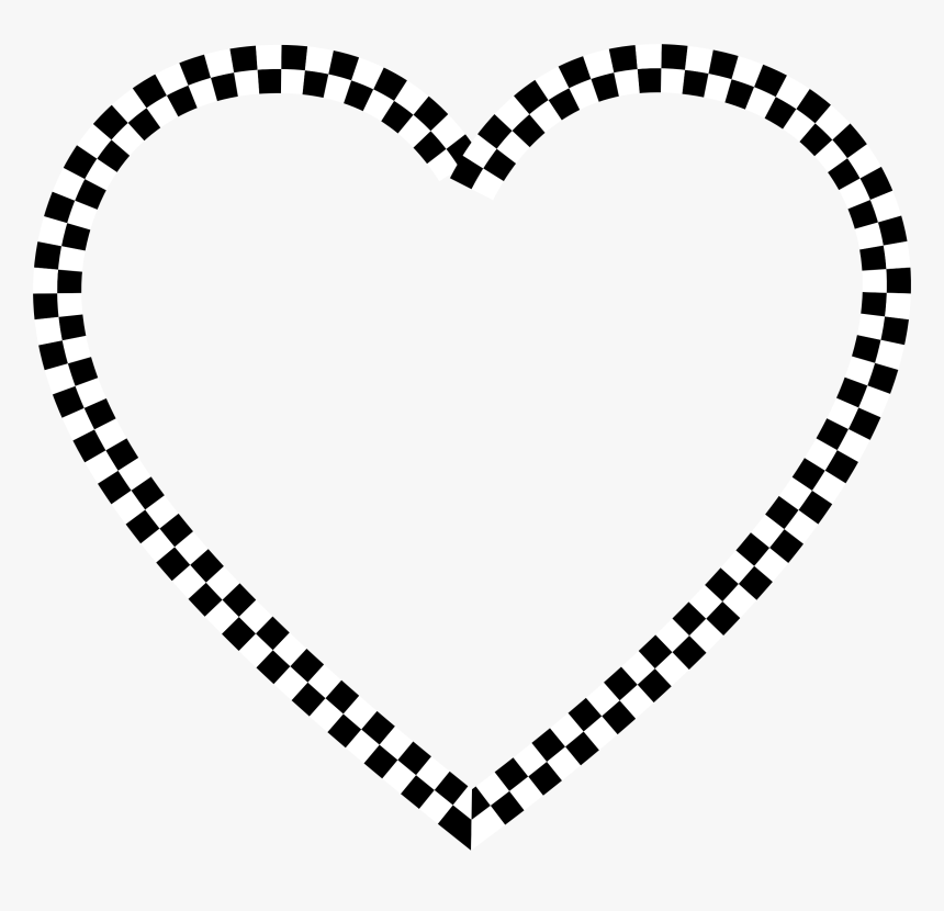 Black And White Checkered Heart - Checkered Flag Heart Clip Art, HD Png Download, Free Download
