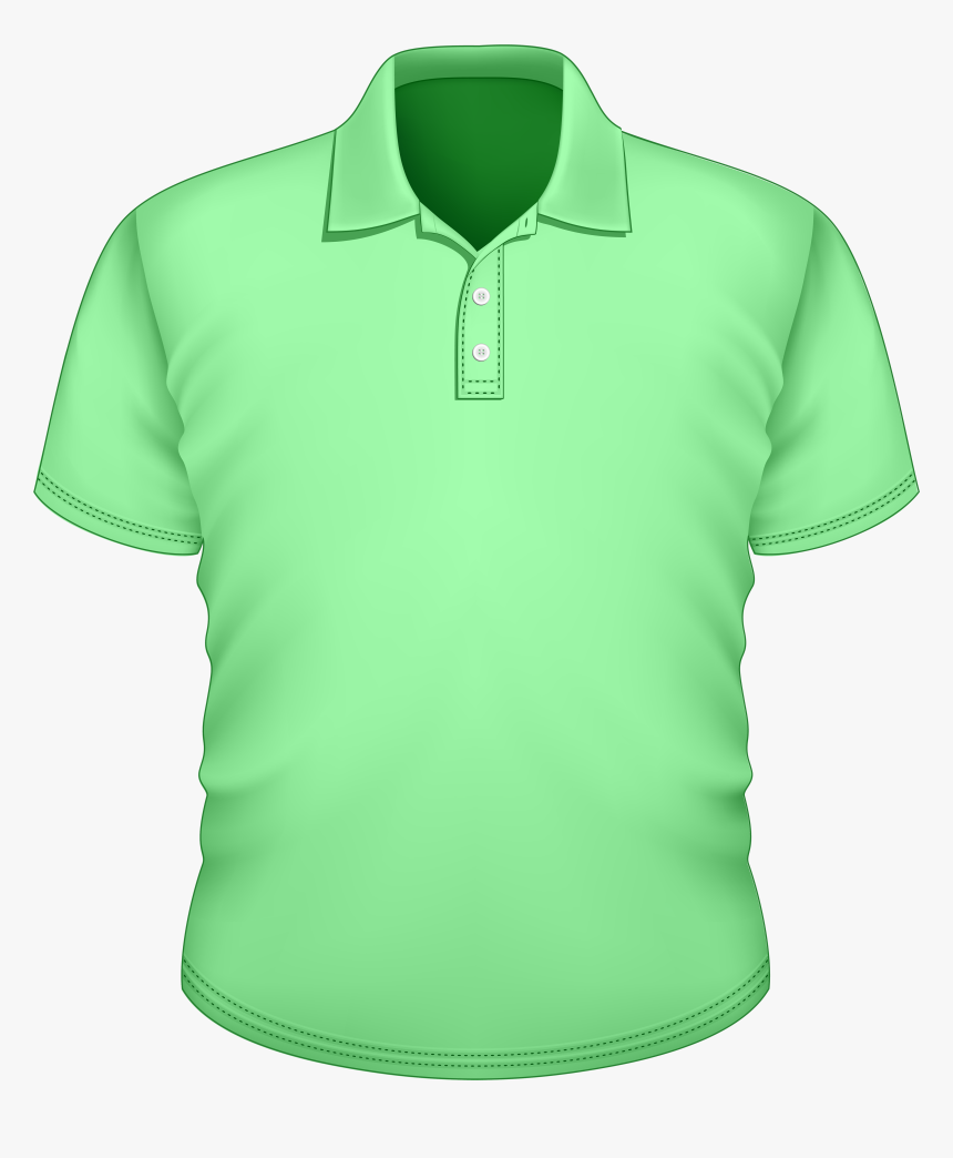 Male Green Shirt Png Clipart - Men's Polo Shirt Templates, Transparent Png, Free Download