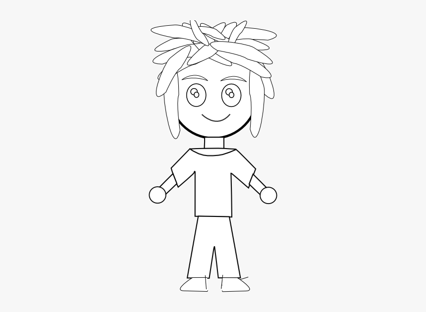 Anime Character Art 32 Black White Line Art 555px - Cartoon, HD Png Download, Free Download