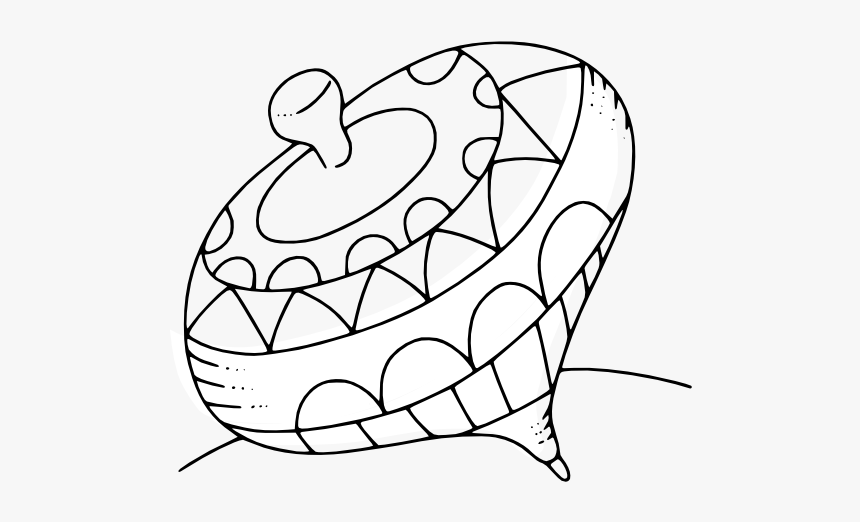 Gustavorezende Whipping Top Black White Line Art 555px - Outline Top Clipart Black And White, HD Png Download, Free Download