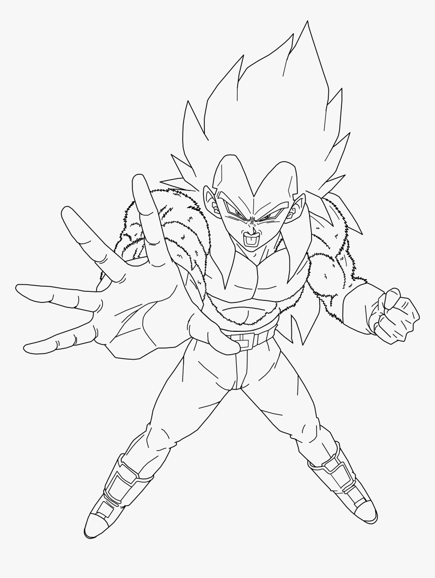 Super Saiyan 4 Vegeta Lineart By Brusselthesaiyan On - Super Saiyan 4 Vegeta Drawings, HD Png Download, Free Download