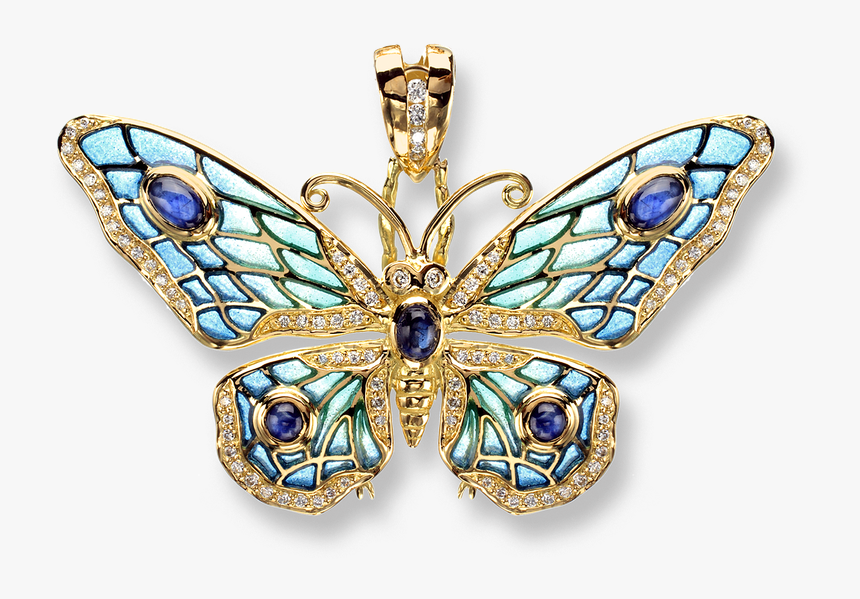 Nicole Barr Designs 18 Karat Gold Butterfly Necklace-blue - Diamond Butterfly Pendant Blue Gold, HD Png Download, Free Download