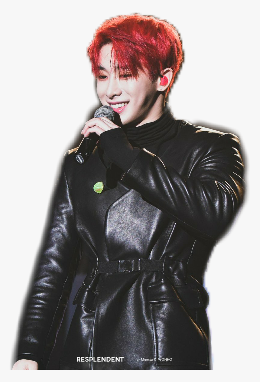 #monstax #wonho #cute And #sexy - Leather Jacket, HD Png Download, Free Download
